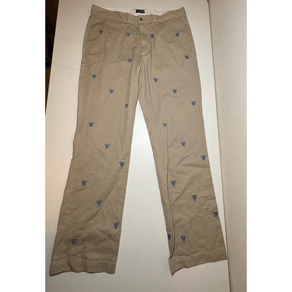 Villanova Men's Embroidered Khaki Pants | 38 X 35 - Picture 10 of 11